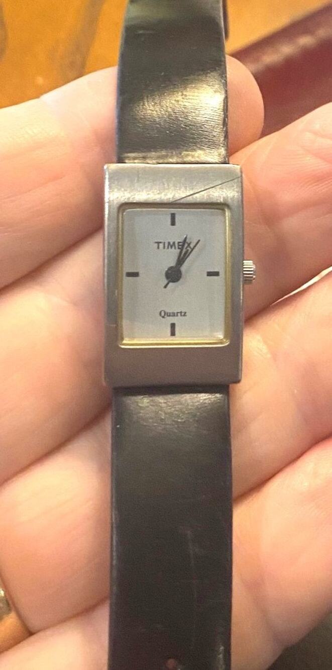 Women's 17mm Timex Watch, Brushed Metal Case with Leather Band